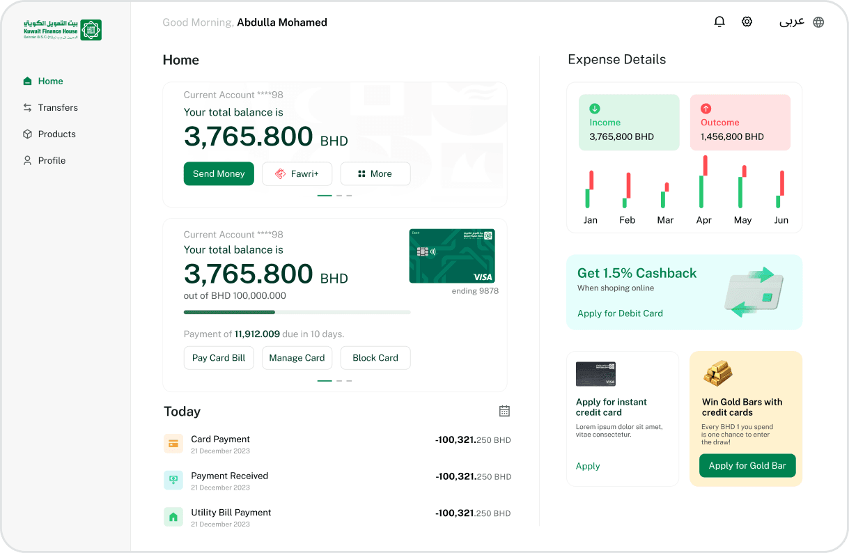 Dashboard UI mockup